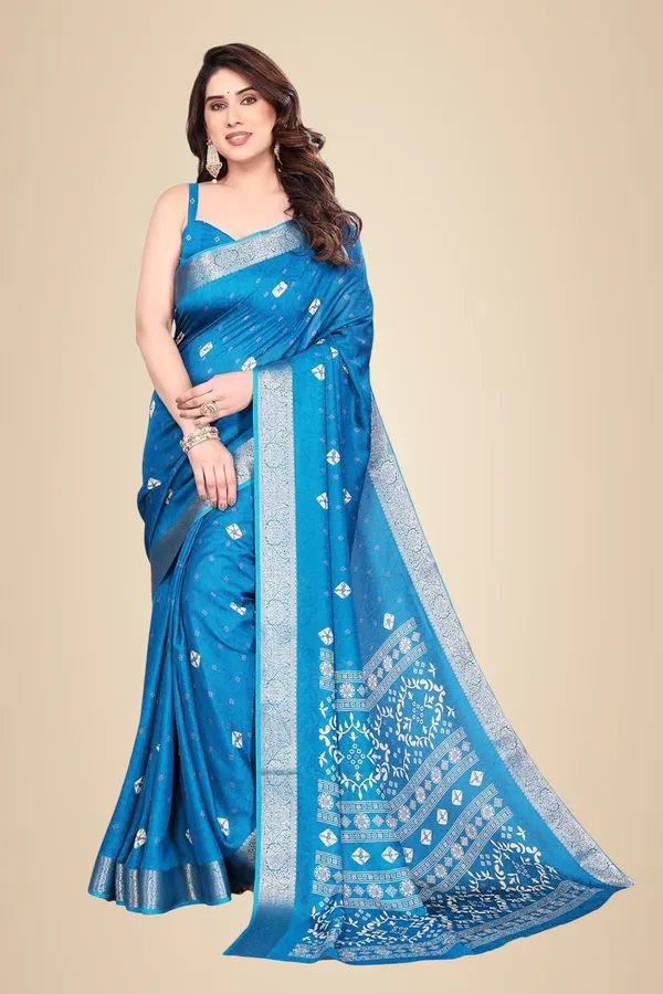 Blue_Silk_Bandhani_Marshmallow_Saree_For_Women