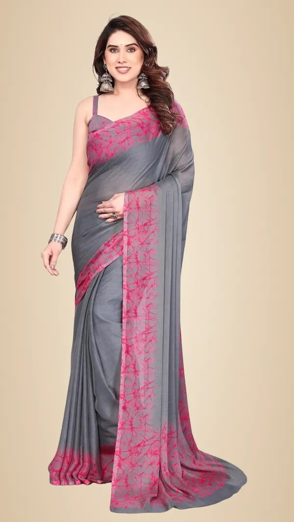 Grey_Polyester_Plain_Chiffon_Saree_For_Women
