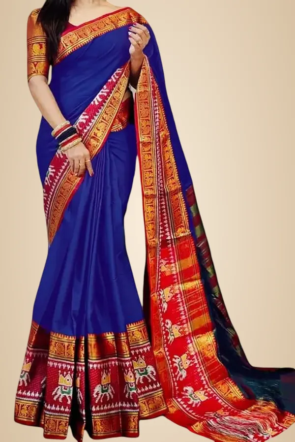 Royal_Blue_Cotton_Blend_Narayanpet_Cotton_Silk_Saree_For_Women