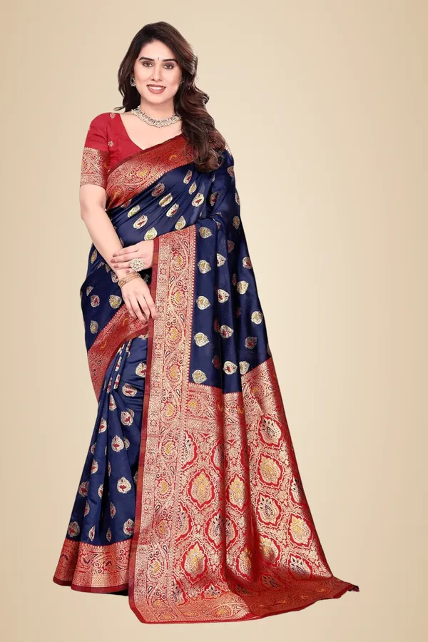 Navy_Blue_Silk_Bandhani_Dola_Silk_Saree_For_Women