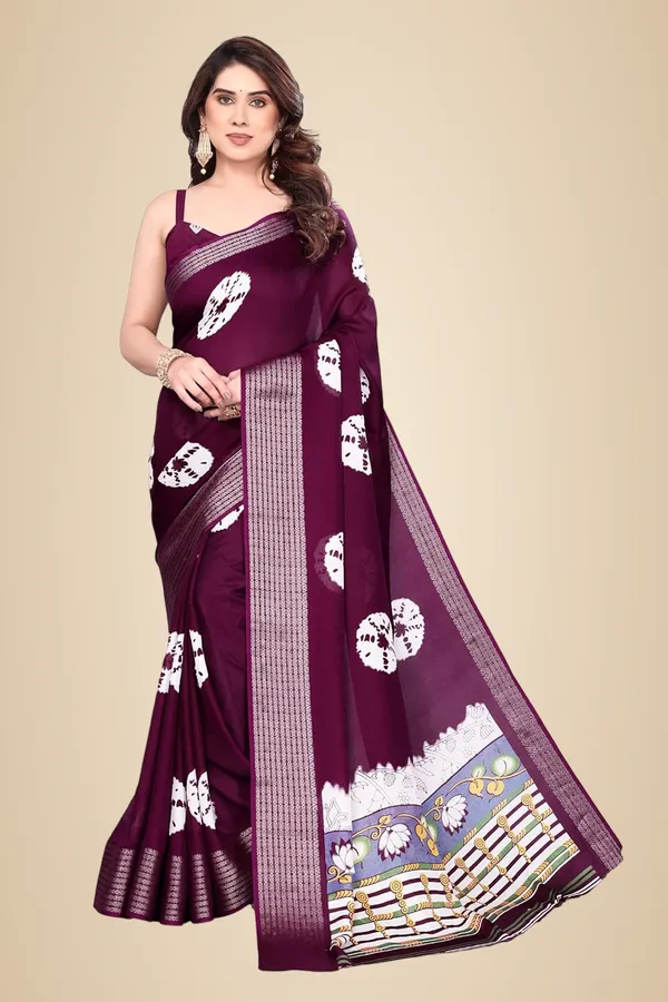 Wine_Silk_Printed_Chiffon_Saree_For_Women
