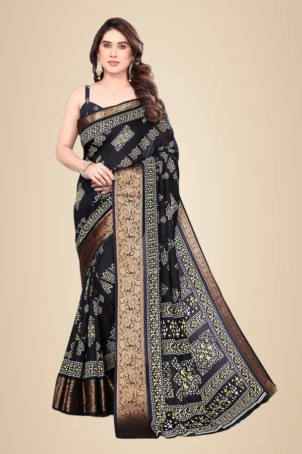 Black_Silk_Printed_Georgette_Saree_For_Women
