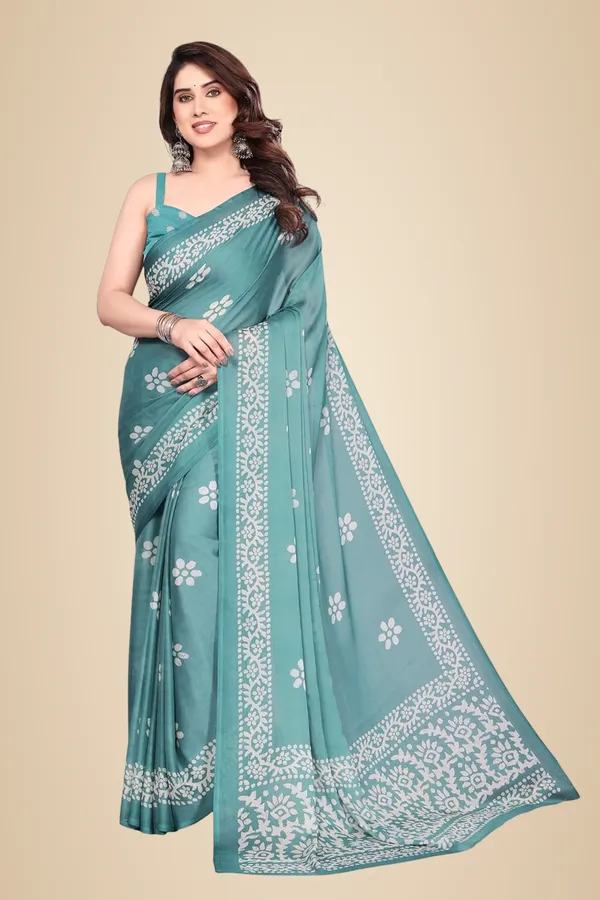 Teal_Polyester_Printed_Chiffon_Saree_For_Women