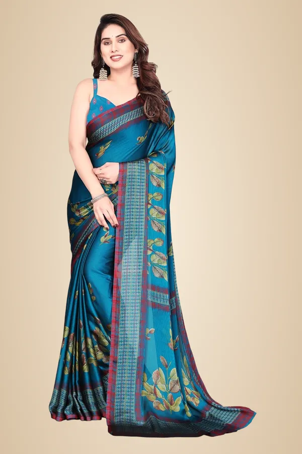 Teal_Polyester_Printed_Chiffon_Saree_For_Women