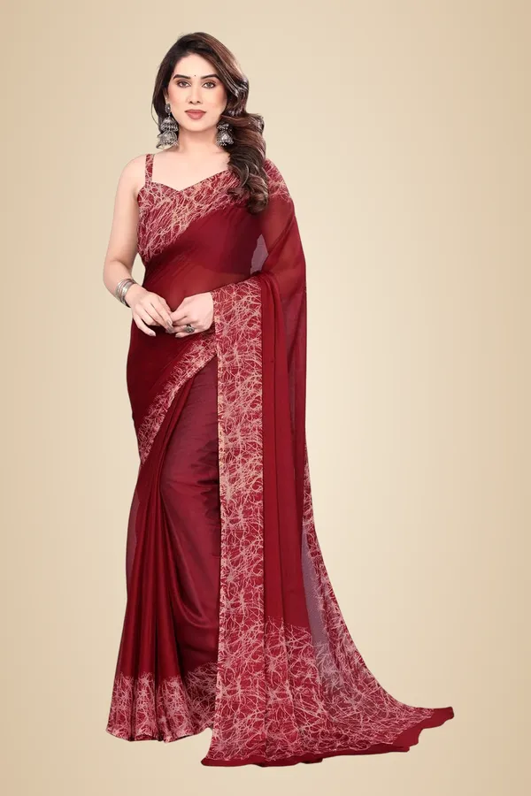 Maroon_Polyester_Plain_Chiffon_Saree_For_Women