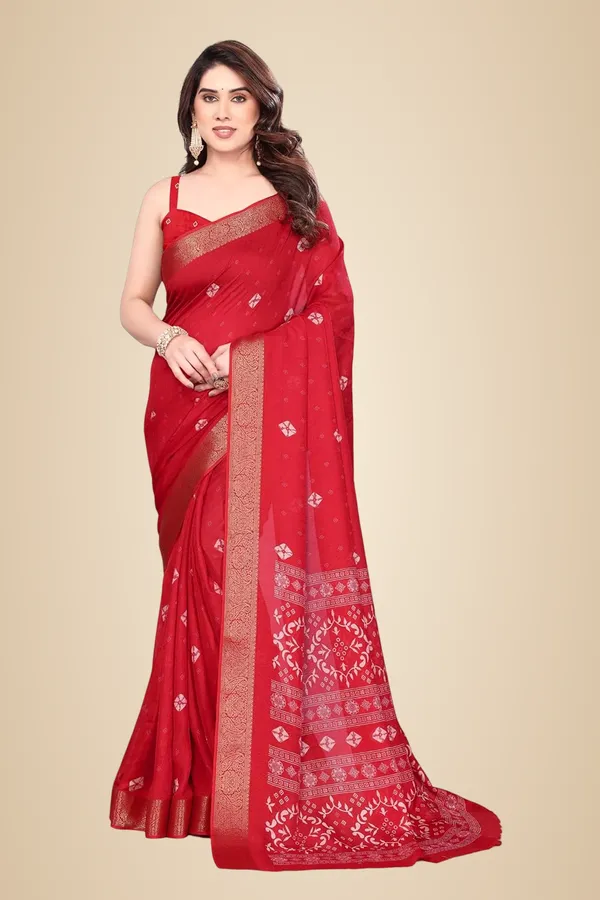 Red_Silk_Bandhani_Marshmallow_Saree_For_Women