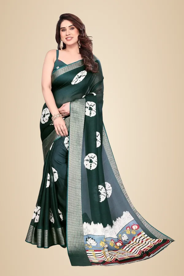 Bottle_Green_Silk_Bandhani_Marshmallow_Saree_For_Women