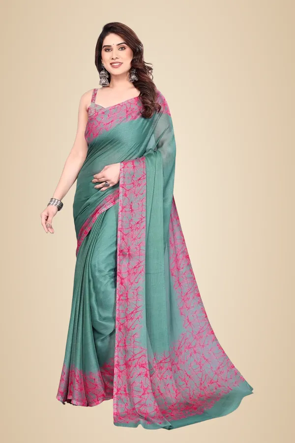 Sea_Green_Polyester_Plain_Chiffon_Saree_For_Women