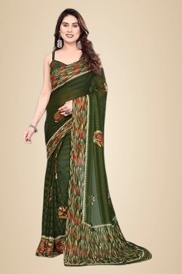 Mehendi_Polyester_Embellished_Georgette_Saree_For_Women