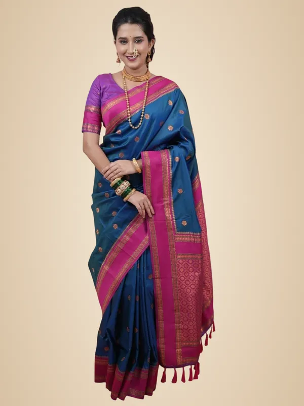 Blue_Silk_Paithani_Silk_Saree_For_Women