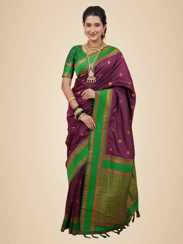 Wine_Silk_Paithani_Silk_Saree_For_Women