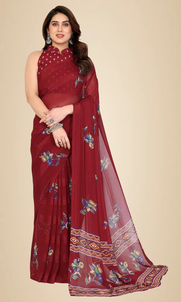 Maroon_Polyester_Zari_Chiffon_Saree_For_Women