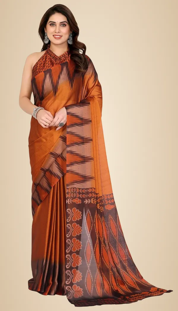 Orange_Polyester_Polka_Dot_Chiffon_Saree_For_Women