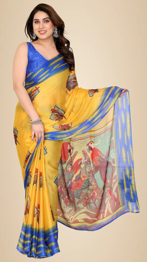 Yellow_Georgette_Chiffon_Georgette_Saree_For_Women