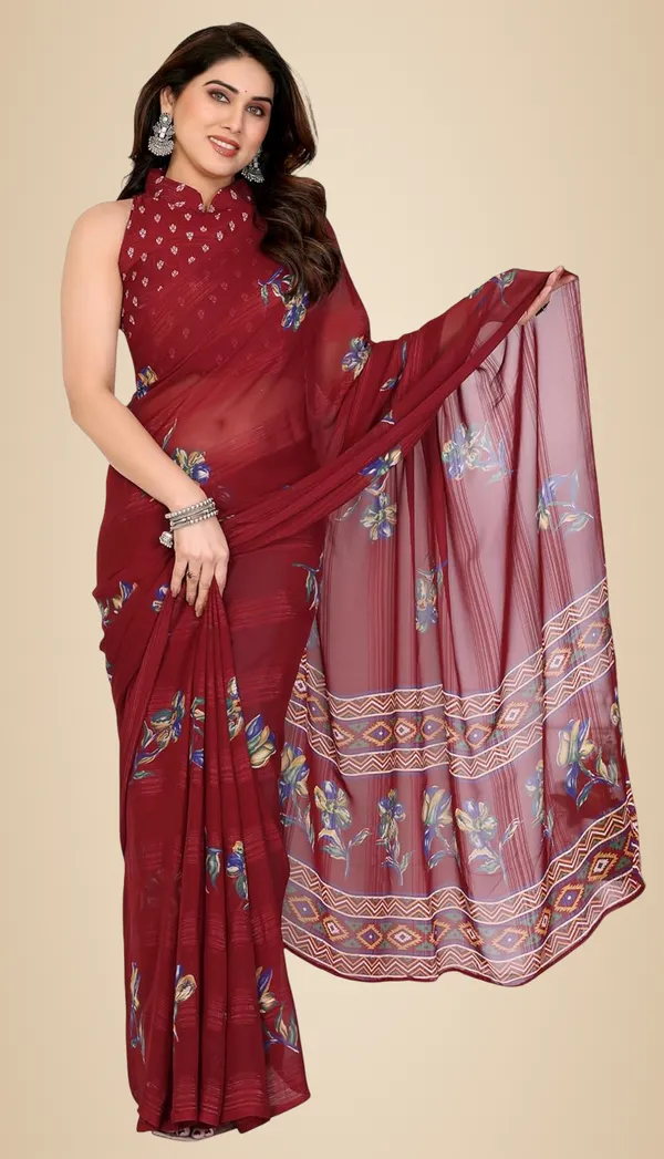 Maroon_Polyester_Zari_Chiffon_Saree_For_Women