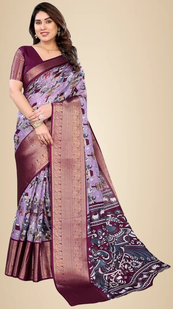Purple_Cotton_Blend_Printed_Dola_Silk_Saree_For_Women
