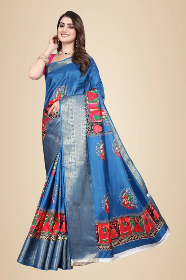 Sky_Blue_Cotton_Silk_Digital_Printed_Saree_For_Women