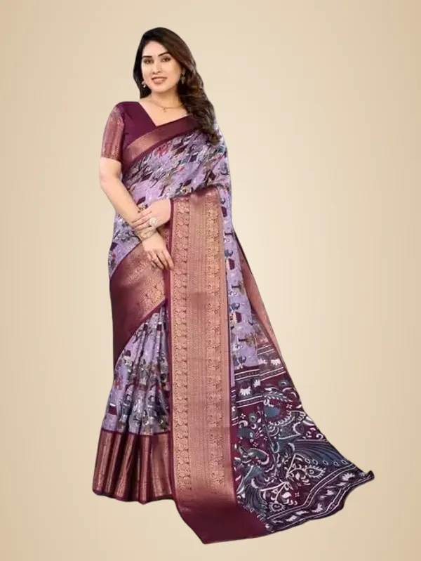 Purple_Dola_Silk_Kalamkari_Print_Saree_For_Women