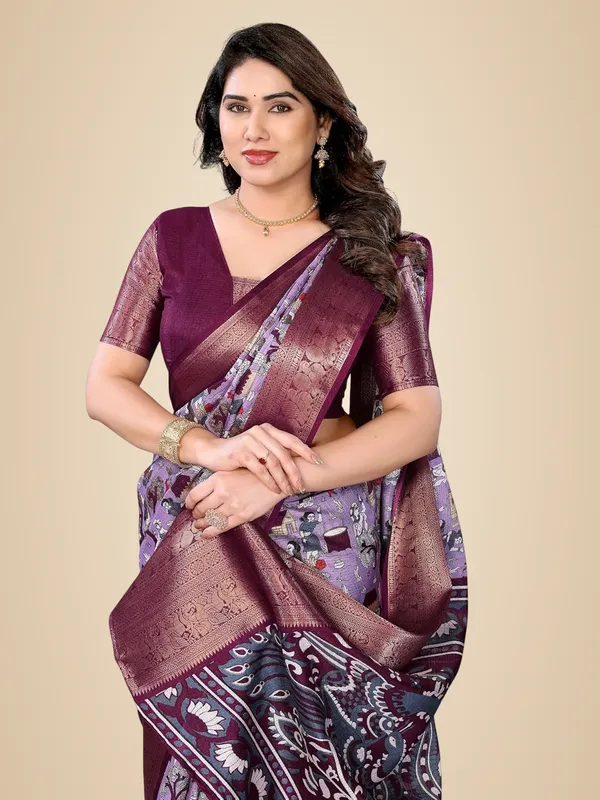 Purple_Cotton_Blend_Dola_Silk_Saree_For_Women