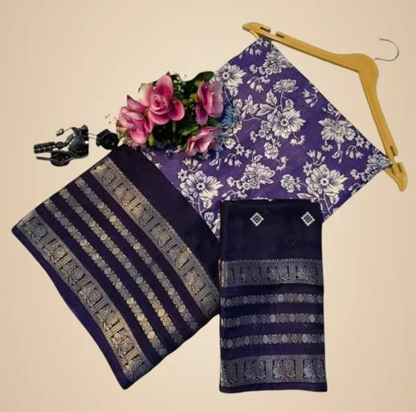 Lavender_Cotton_Blend_Printed_Dola_Silk_Saree_For_Women