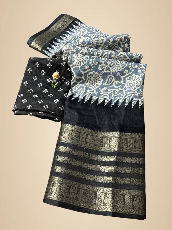Grey_Black_Silk_Printed_Dola_Silk_Saree_For_Women