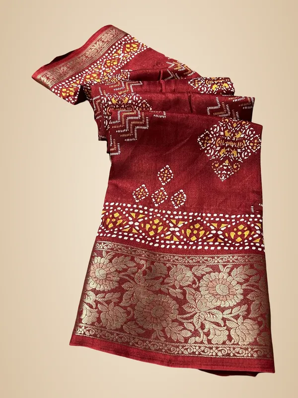 Maroon_Silk_Printed_Dola_Silk_Saree_For_Women
