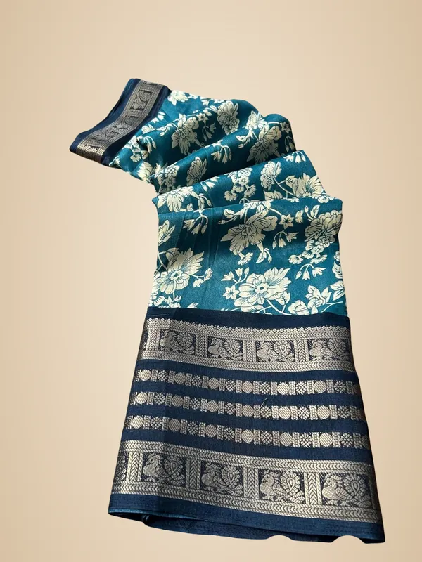 Teal_Blue_Silk_Printed_Dola_Silk_Saree_For_Women