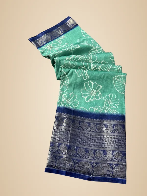 Sea_Green_Silk_Printed_Dola_Silk_Saree_For_Women