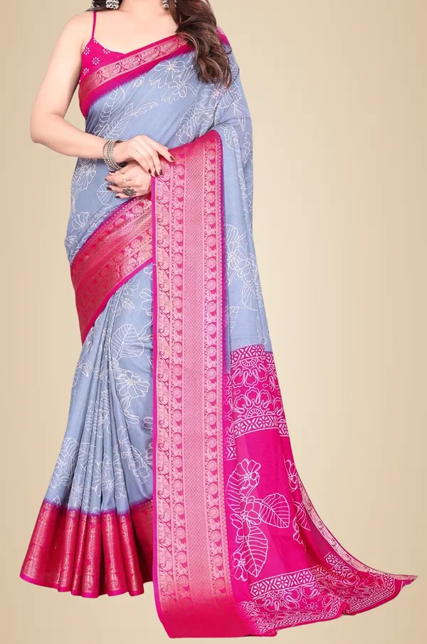 Multicolour_Cotton_Blend_Narayanpet_Cotton_Silk_Saree_For_Women