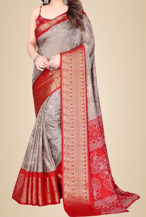 Red_And_Grey_Silk_Kanjivaram_Silk_Saree_For_Women