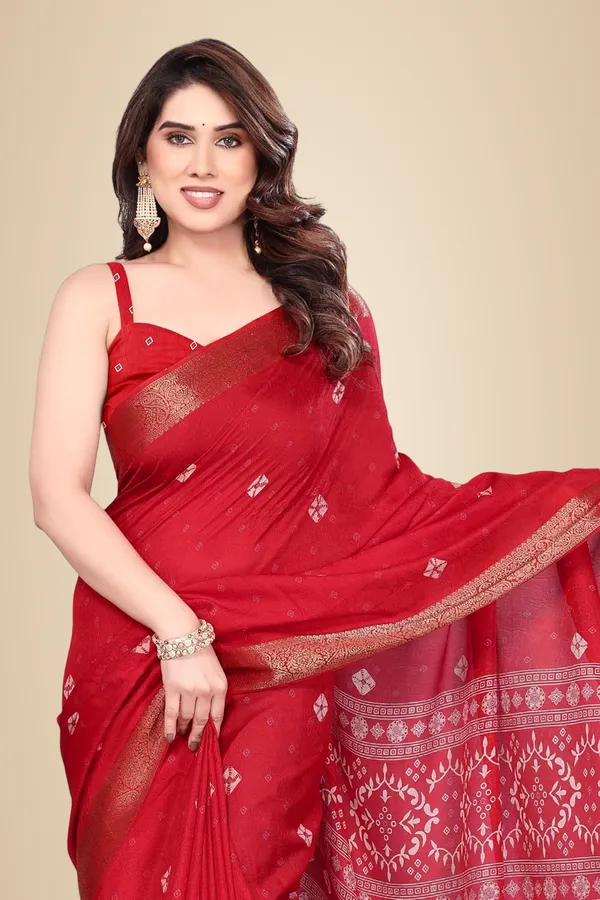 Red_Silk_Bandhani_Marshmallow_Saree_For_Women