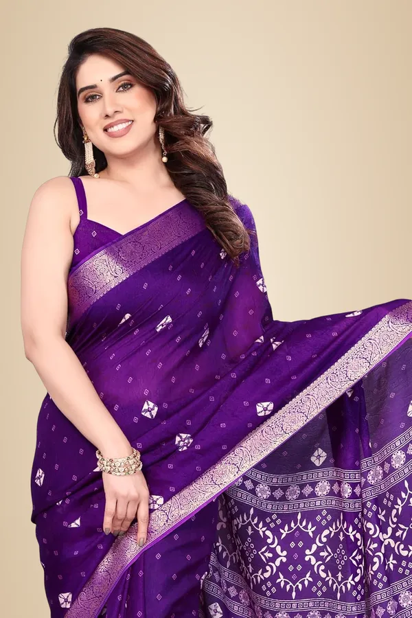 Violet_Silk_Bandhani_Marshmallow_Saree_For_Women