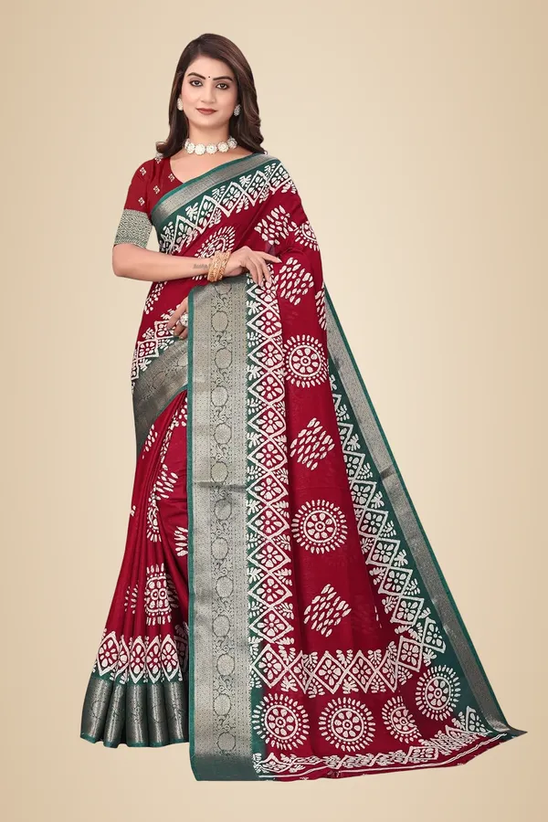 Red_Dola_Silk_Kalamkari_Print_Saree_For_Women