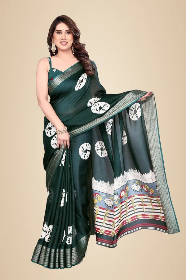 Bottle_Green_Silk_Plain_Chiffon_Saree_For_Women