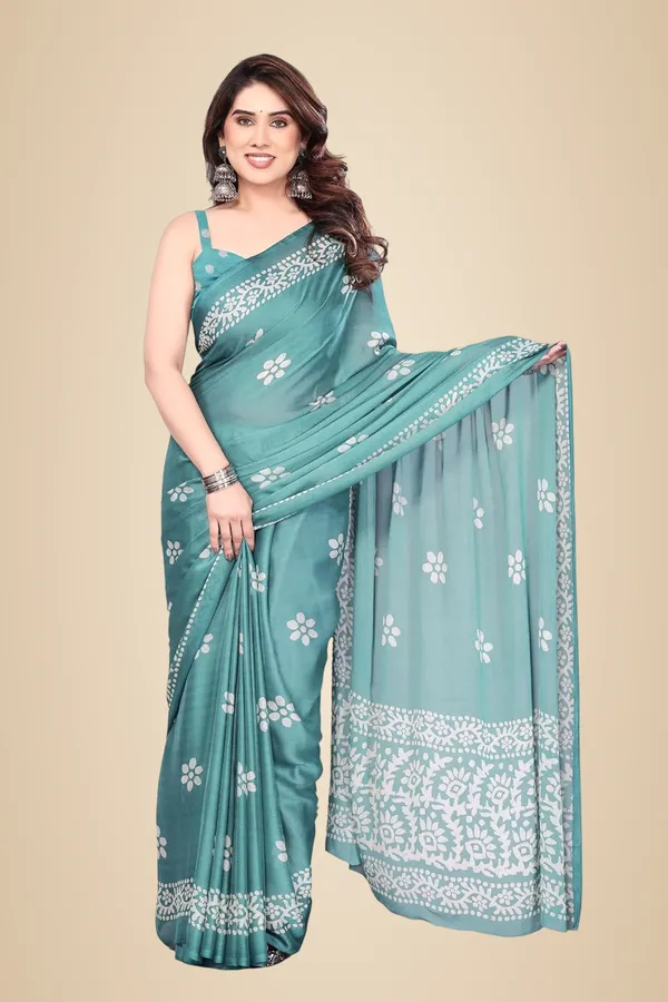 Teal_Polyester_Printed_Chiffon_Saree_For_Women