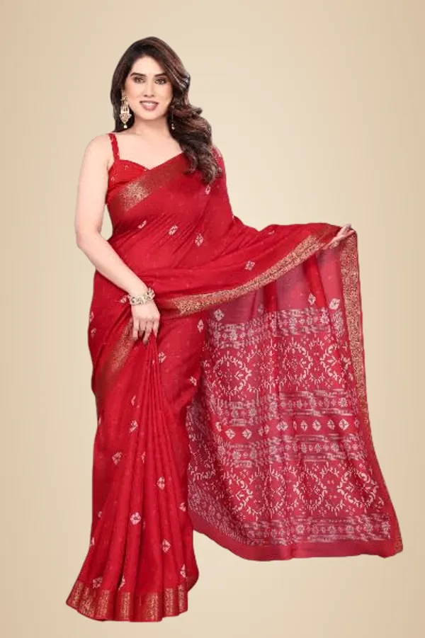Red_Silk_Bandhani_Marshmallow_Saree_For_Women