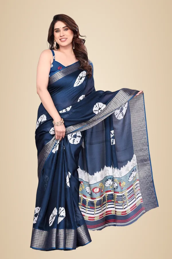 Navy_Blue_Silk_Bandhani_Marshmallow_Saree_For_Women