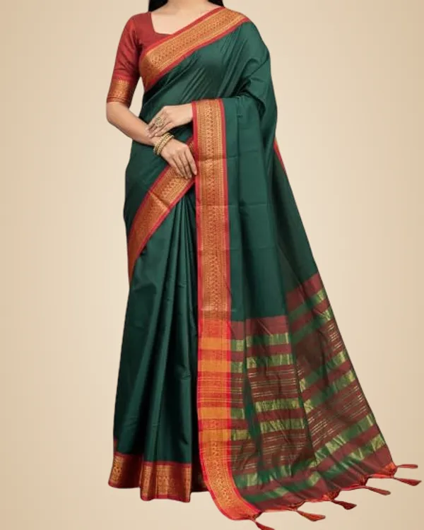 Green_Cotton_Blend_Narayanpet_Cotton_Silk_Saree_For_Women