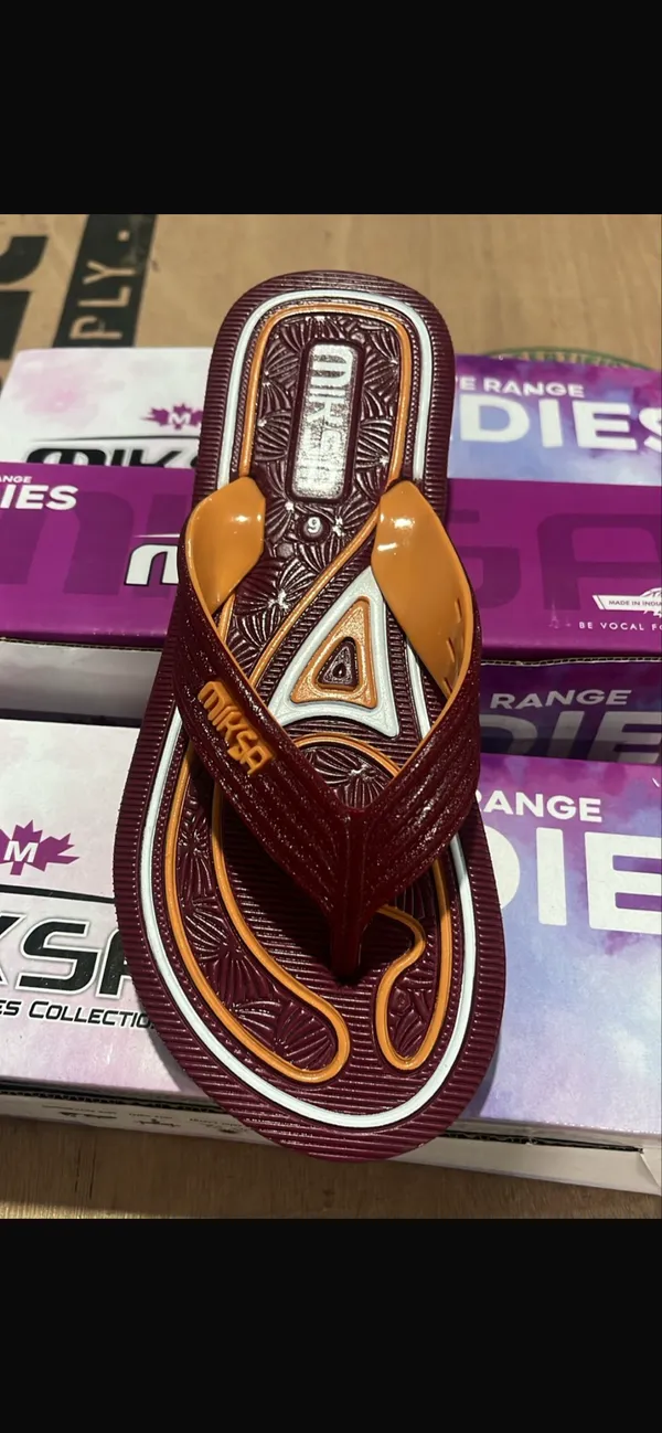 Maroon_And_Mustard_Rubber_Sheet_Flip_Flops_For_Women