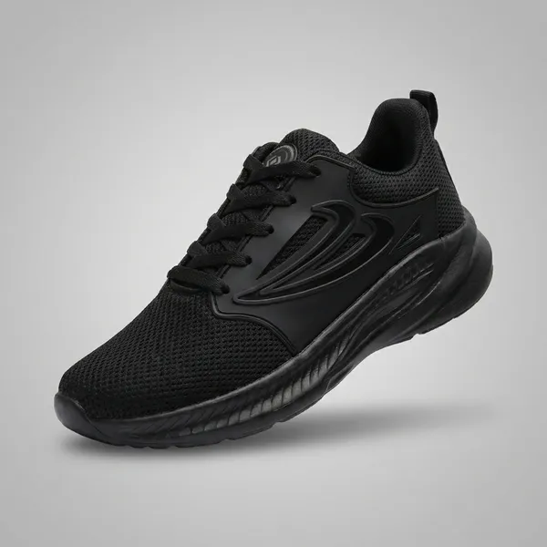 Black_Air_Mess_Fabrics_Lace_Up_Running_Shoes_For_Men