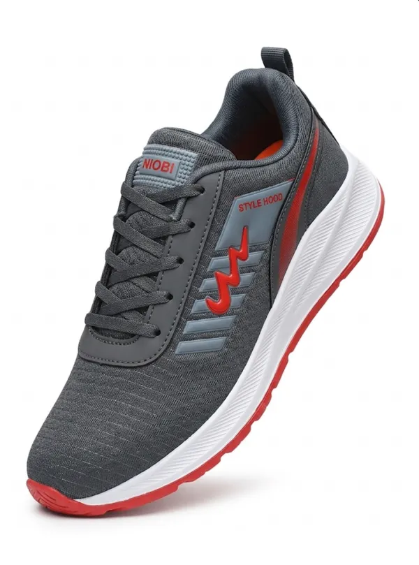 Grey_And_Red_Air_Mess_Fabrics_Lace_Up_Running_Shoes_For_Men