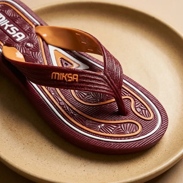 Maroon_And_Mustard_Rubber_Sheet_Flip_Flops_For_Women