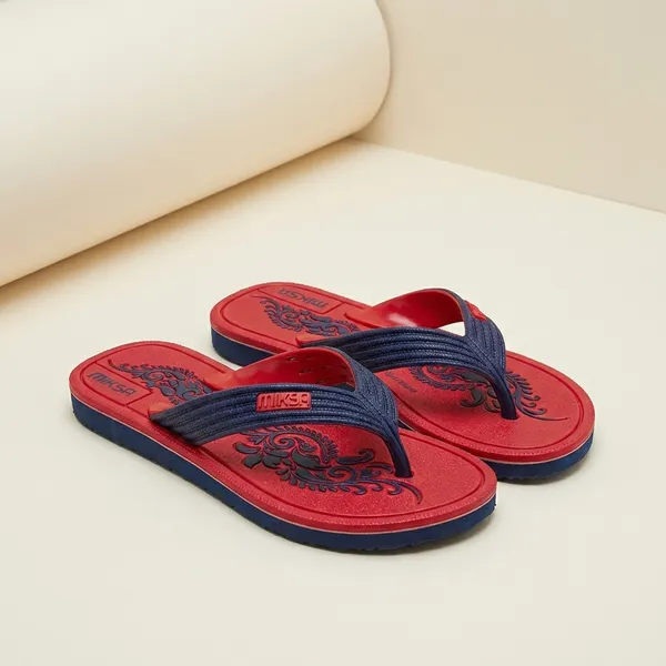 Red_And_Navy_Blue_Rubber_Sheet_Slipper_For_Women