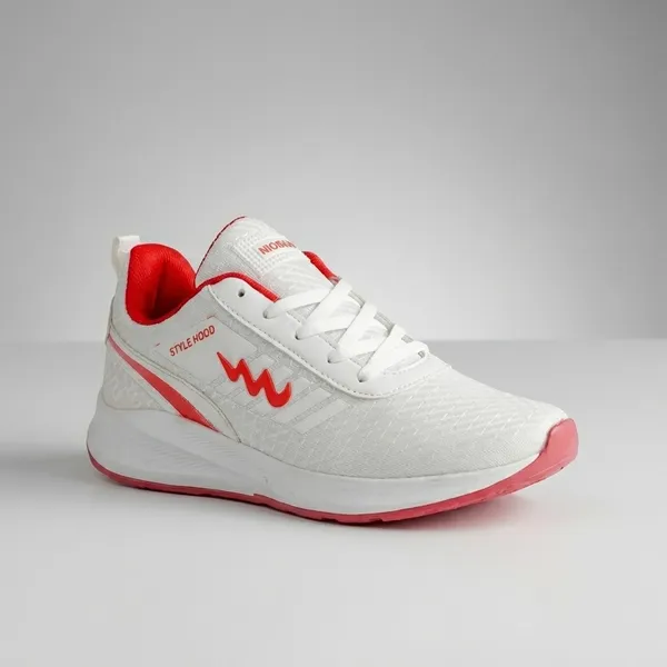 White_And_Red_Air_Mess_Fabrics_Lace_Up_Sports_Shoes_For_Men