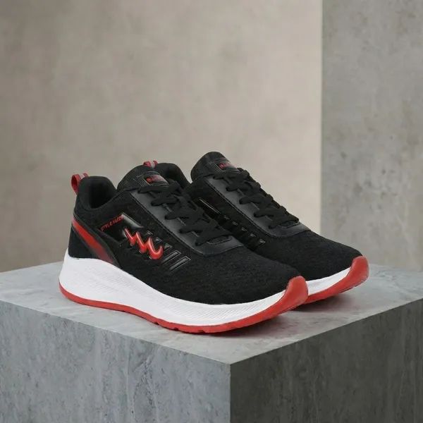Black_And_Red_Air_Mess_Fabrics_Lace_Up_Running_Shoes_For_Men