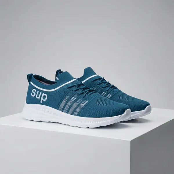 Teal_Blue_Kniiting_Fabrics_Lace_Up_Sneakers_For_Men
