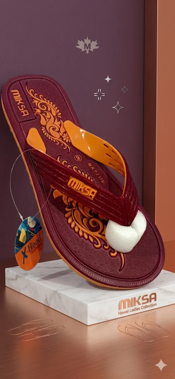Maroon_And_Orange_Rubber_Sheet_Chappals_For_Women