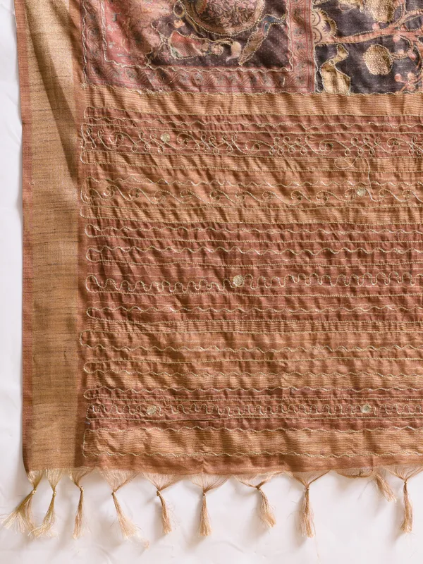 Beige_And_Rust_Intricate_Woven_Motifs_Silk_Saree_For_Women