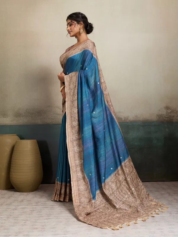 Electric_Blue_Aari_Embroidery_Chanderi_Silk_Saree_For_Women