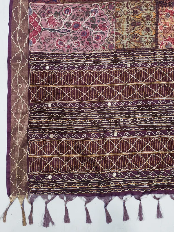Wine_Floral_Embroidered_Silk_Saree_For_Women